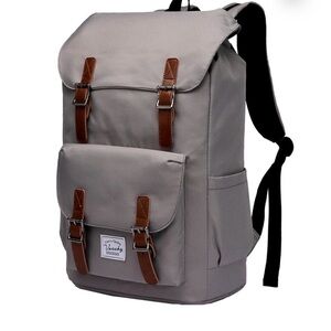 VASCHY Laptop Backpack for Men Waterproof College Backpack 15.6 Inch Gray